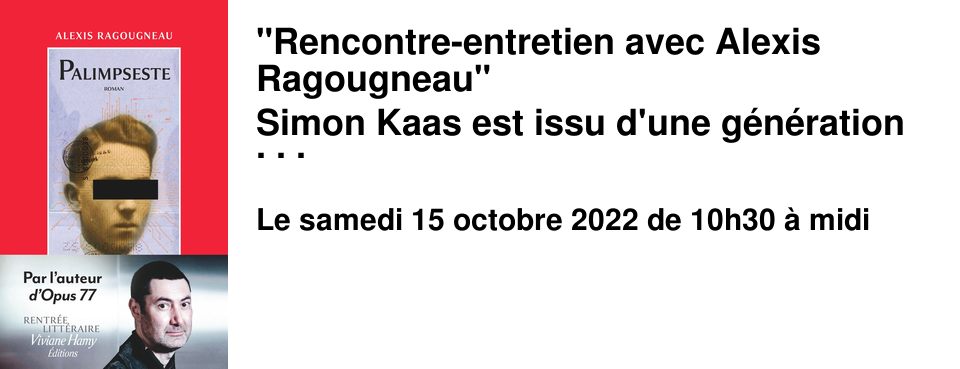 "Rencontre-entretien avec Alexis Ragougneau" Simon Kaas est issu d'une g�n�ration qui a grandi dans la doctrine du national-consum�risme et la r��criture du roman national. Il assiste � la mise au ban d'historiens, comme son p�re, et � l'ascension fulgurante de sa m�re, c�l�bre actrice d'une s�rie polici�re ultraviolente. D'o� vient cette col�re qui gronde en lui ? En d�roulant le fil intime de sa m�moire, Simon va tenter de comprendre comment tout a bascul�. Roman dystopique aux troublantes r�sonances contemporaines, Palimpseste est un hommage vibrant au pouvoir de la litt�rature et � l'audace de la cr�ation. L'auteur nous projette avec talent dans une France potentielle des quinze prochaines ann�es.