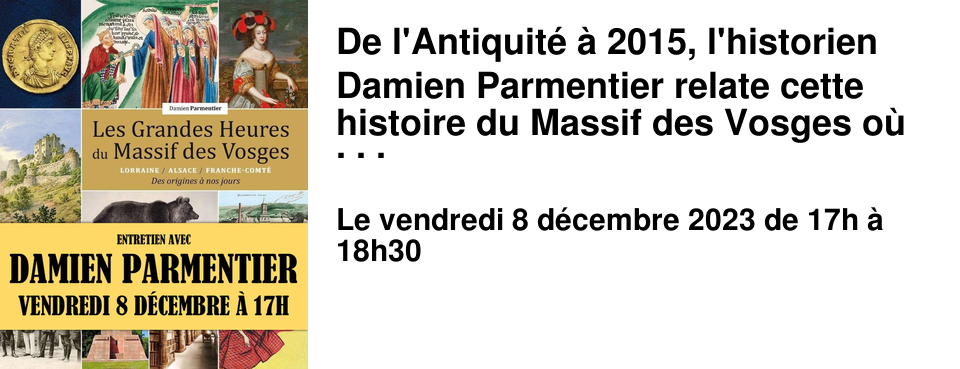 De l'Antiquit� � 2015, l'historien Damien Parmentier relate cette histoire du Massif des Vosges o� se rencontrent les trois provinces majeures du Grand Est, la Lorraine, l'Alsace et la Franche-Comt�. Un vrai travail de b�n�dictin. Un livre indispensable.
