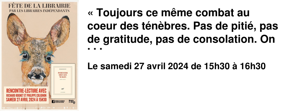 � Toujours ce m�me combat au coeur des t�n�bres. Pas de piti�, pas de gratitude, pas de consolation. On s'acharne � tout contredire alors que volent en �clats les miroirs o� aucun de nos gestes n'a su prendre le temps de s'allier aux mouvements si purs des plantes, des herbes, des fleurs, ch�res � ceux qui aiment tant se pencher sur elles et se persuader que routes, chemins, sentiers, esp�rent des pas pr�cautionneux et des regards aussi limpides que ceux qu'adresse le ciel � l'obscurit� maladive de nos paroles. � Des proses sensibles et pleines de charme o� la voix du po�te se bat contre les tourments et r�sonne comme les pas au cours d'une promenade �l�giaque dans les quatre saisons.