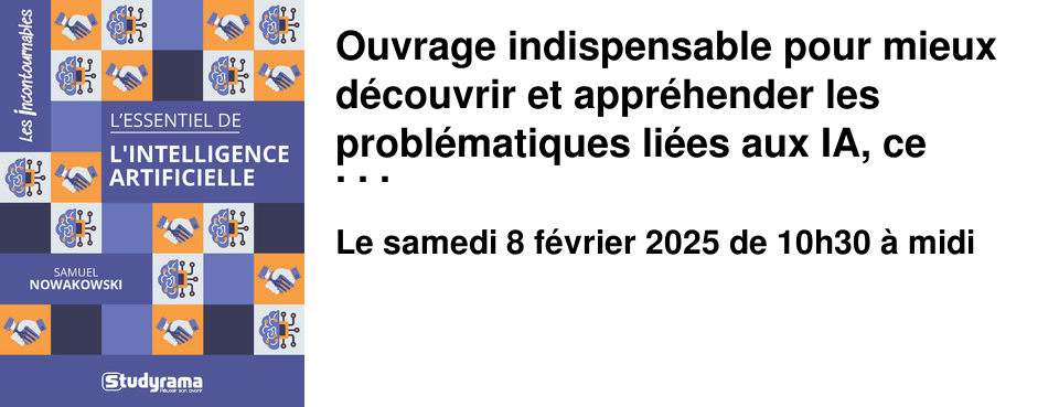 Ouvrage indispensable pour mieux d�couvrir et appr�hender les probl�matiques li�es aux IA, ce nouveau livre revient en 50 fiches sur cet nouveau sujet de soci�t� capital. Accessible au plus grand nombre, ce court ouvrage finement r�dig� et document� nous informe et nous sensibilise sur les nouvelles technologies qui font notre quotidien. En 50 fiches d�taill�es, il revient sur : * Les origines de l'intelligence artificielle * Les bases � conna�tre * Les usages des syst�mes d'IA * Les questions que l'on peut se poser � leur sujet * Et enfin, les perspectives pour les ann�es � venir Consacr� � ce nouveau sujet de soci�t� majeur, ce texte s'attache � d�velopper, expliquer la place in�dite et pr�pond�rante des intelligences artificielles dans nos vies ces derni�res ann�es, et ce dans de nombreux domaines (sant�, �ducation, m�dias, g�opolitique, etc.).