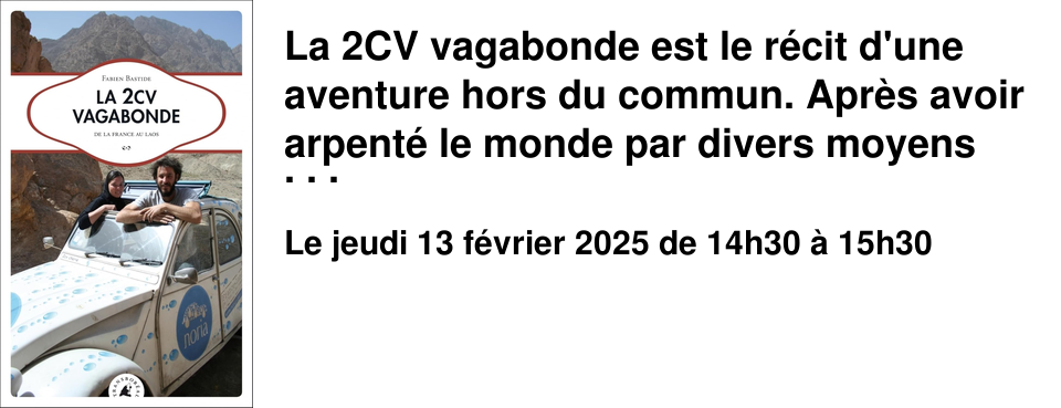 La 2CV vagabonde est le r�cit d'une aventure hors du commun. Apr�s avoir arpent� le monde par divers moyens Coralie et Fabien se d�cident enfin � mettre le cap sur le Laos depuis la France afin de d�couvrir les origines de Coralie. Finalement, il s'agissait de partir sur les traces de la famille de Coralie en reproduisant en sens inverse le chemin migratoire que son p�re, alors adolescent, avait emprunt� entre la p�ninsule Indochinoise et l'Europe en 1975. Avec tr�s peu d'argent en poche et affranchi de tout moyen de communication, le jeune couple choisit, dans un souci de sobri�t�, de partir vers l'est au volant de Rustine, une robuste 2CV. Apr�s avoir travers� deux continents, roul� sur 35 000 kilom�tres dans 18 pays, ils finissent, seize mois plus tard, par atteindre avec beaucoup d'�motion le Laos. 
